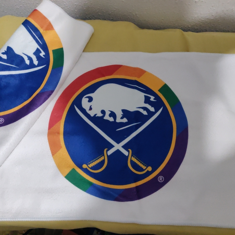 Set of 2 Buffalo Sabres Pride Night Game Towels. - Picture 2 of 3